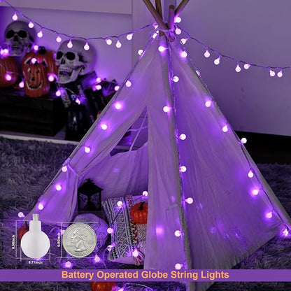 JMEXSUSS 100 LED Purple Globe String Lights Battery Operated, 33ft 8 Modes - Image 2