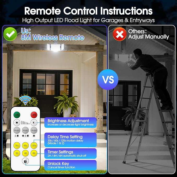 Motion Sensor Outdoor Light Hardwired, 45W 7500LM Security Flood Lights Motion - Image 9