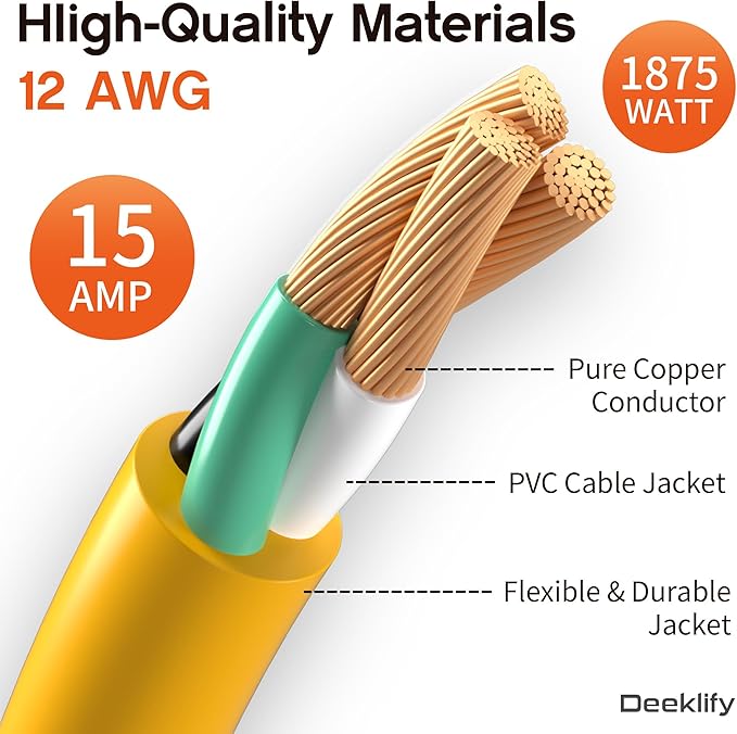 12 Gauge 100 FT Heavy Duty Outdoor Extension Cord Waterproof - Image 2