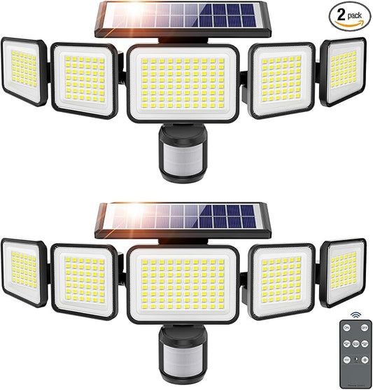 Solar Lights Outdoor 4000LM 236 LEDs Motion Sensor Outdoor Lights, 5 Heads by omibeeSolarlightsoutdoor