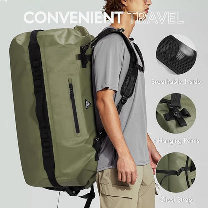 Haimont Large Waterproof Duffel Backpack Roll-Top Heavy Duty Dry Duffle Bag - Image 3