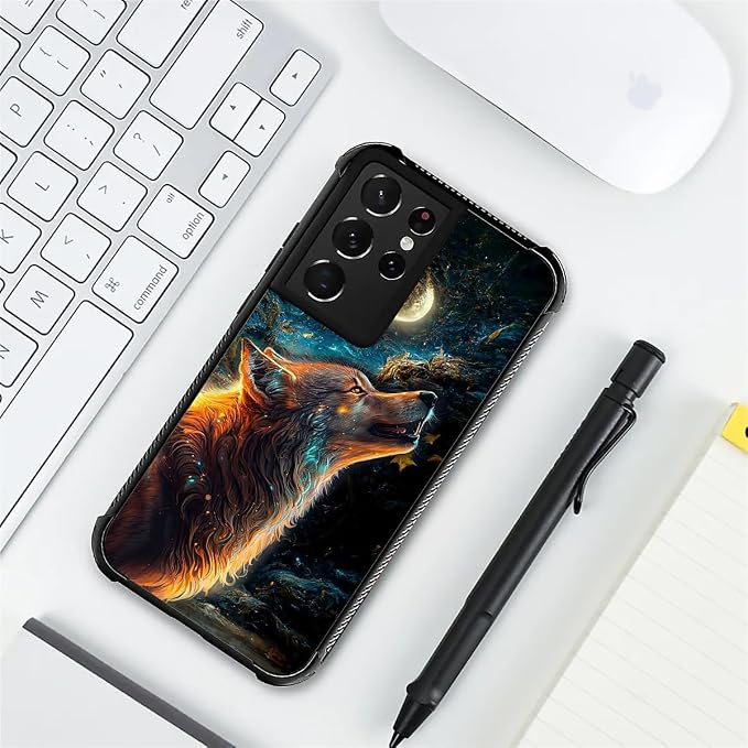 for Samsung Galaxy S21 Ultra Case, Star Cave Hungry Wolf Pattern Graphic Design - Image 7