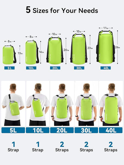 HEETA Waterproof Dry Bag for Women Men, 5L/10L/20L/30L/40L Roll Top Lightweight - Image 2