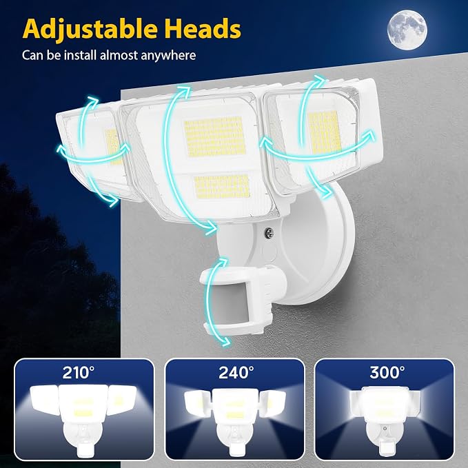 90W 10000LM LED Security Lights Motion Sensor Outdoor Lights, 4 Head Dusk to - Image 7