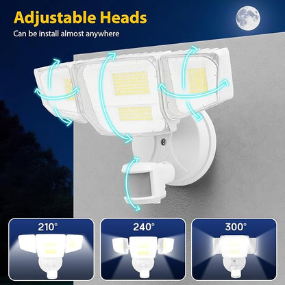 90W 10000LM LED Security Lights Motion Sensor Outdoor Lights, 4 Head Dusk to - Image 7
