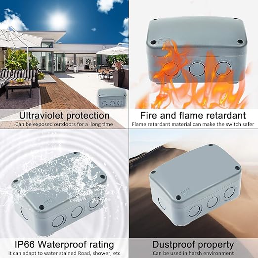 NineLeaf Outdoor Junction Box, IP66 Weatherproof Electrical Project Boxes - Image 6