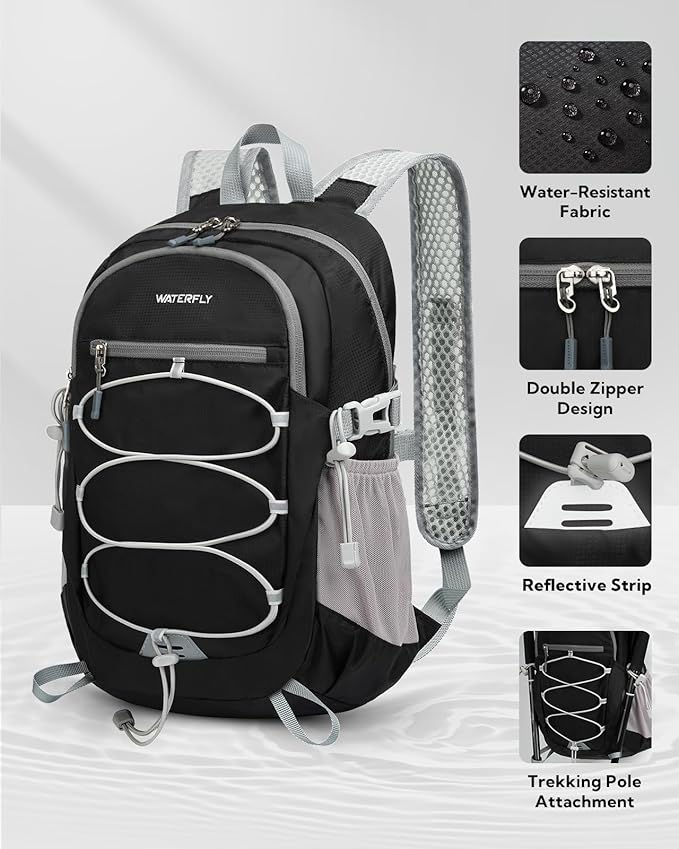 WATERFLY Small Lightweight Packable Backpack: 15L Mini Ultra Light Foldable - Image 3