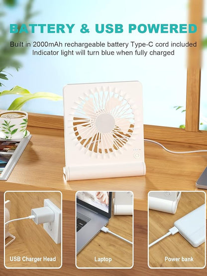 Small Desk Fan, Rechargeable USB Fan Battery Operated, Ultra Quiet, Strong Wind - Image 5