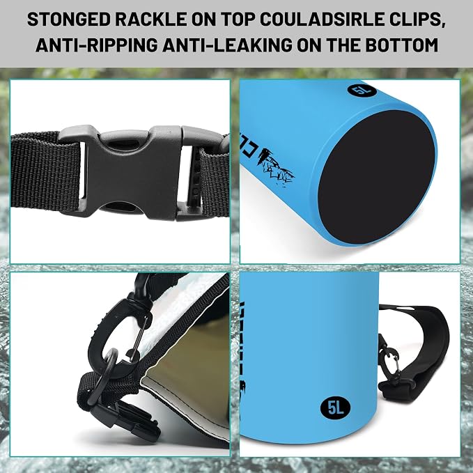 Waterproof Dry Bag, Roll Top Blue Small Waterproof Backpack - Image 3