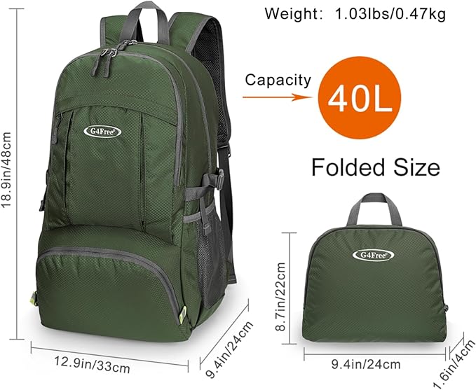 G4Free 40L Lightweight Packable Hiking Backpack, Waterproof Travel Daypack - Image 5