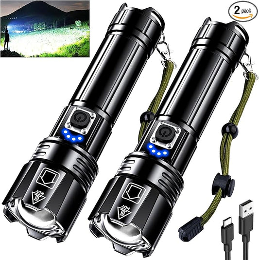 AKNEAR Rechargeable LED Flashlight 99000 High Lumens, Super Bright Flashlights by AKNEARHeadlampRechargeable