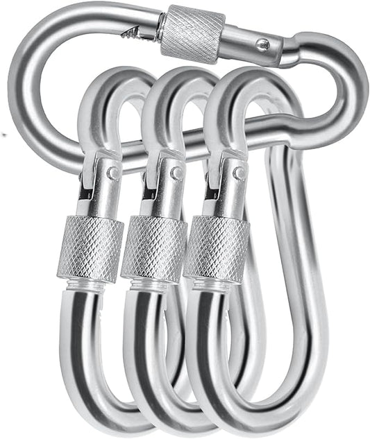 Locking Carabiner Clips, Stainless Steel Spring Snap Hook Locking Carabiner by Acquwistach