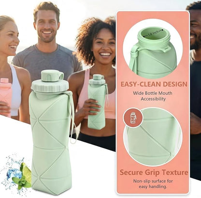 Collapsible Travel Water Bottle 20oz, Foldable Silicone Lightweight Reusable - Image 5