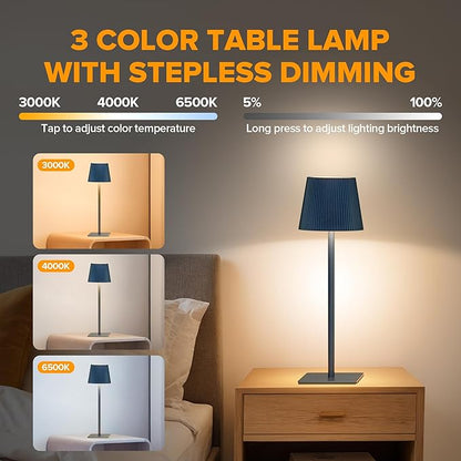 LUTEC 4 Pack Cordless Table Lamp, 6000mAh Rechargeable Battery Operated Desk - Image 2