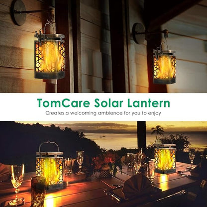 TomCare Solar Lights Upgraded Solar Lantern Flickering Flame Outdoor Hanging - Image 6