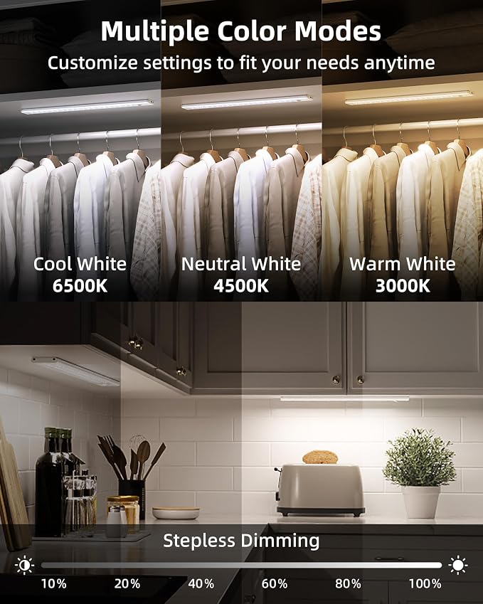 14.5-inch Under Cabinet Lights, Wireless Closet Light, Motion Sensor, 3500mAh - Image 5