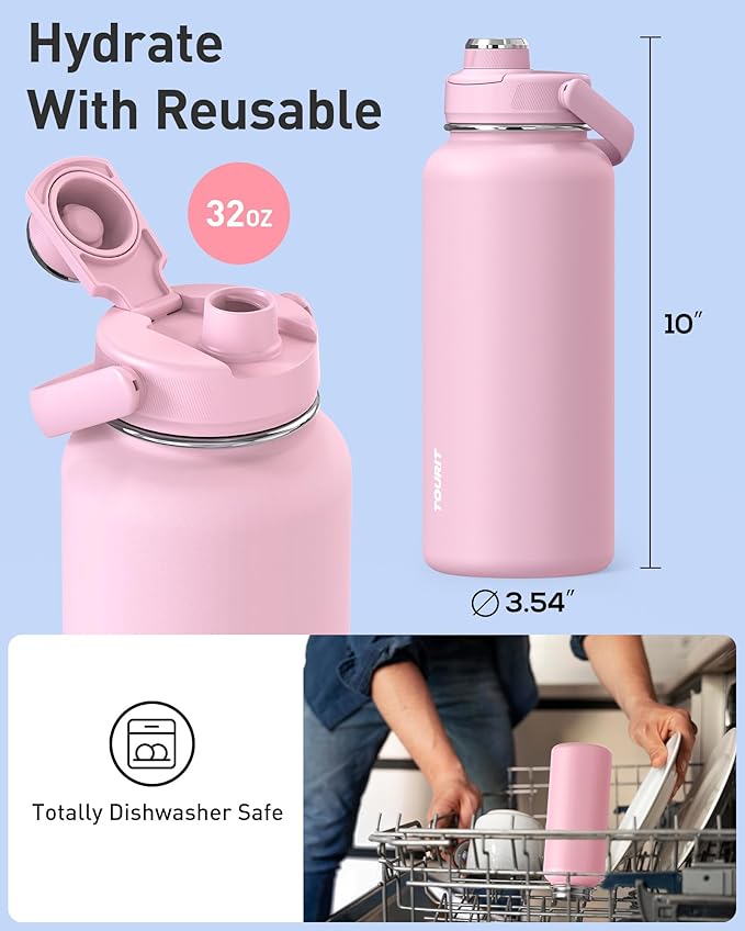 TOURIT 32 oz Insulated Water Bottle, Stainless Steel Sports Water Bottles - Image 8
