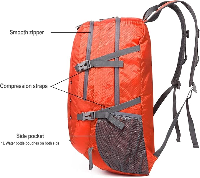 Lightweight Foldable Hiking Backpack 40L, Ripstop Nylon Packable Travel Daypack - Image 7