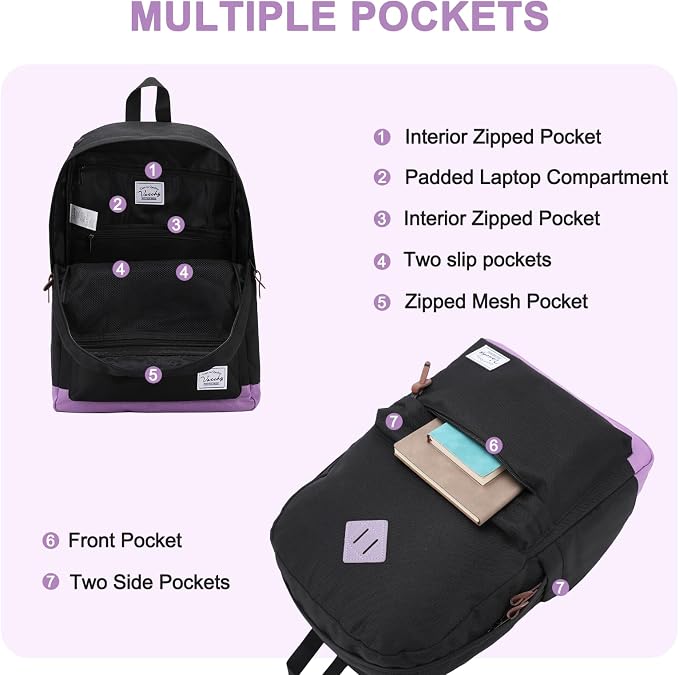 Backpack for Men Women, VASCHY Classic Water-resistant Lightweight Travel - Image 3