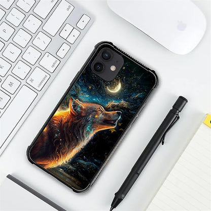 for iPhone 12/12 Pro Case, Star Cave Hungry Wolf Pattern Graphic Design Girl - Image 2