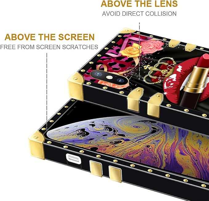 Compatible with iPhone Xs Max Case, Queen Lip Crown Leopard Print Luxury Golden - Image 7