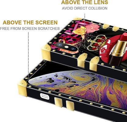 Compatible with iPhone Xs Max Case, Queen Lip Crown Leopard Print Luxury Golden - Image 7
