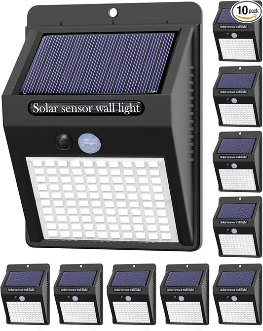 10 Pack Outdoor Solar Lights, 3 Modes/100LED Wireless Solar Security Lights by kolpop