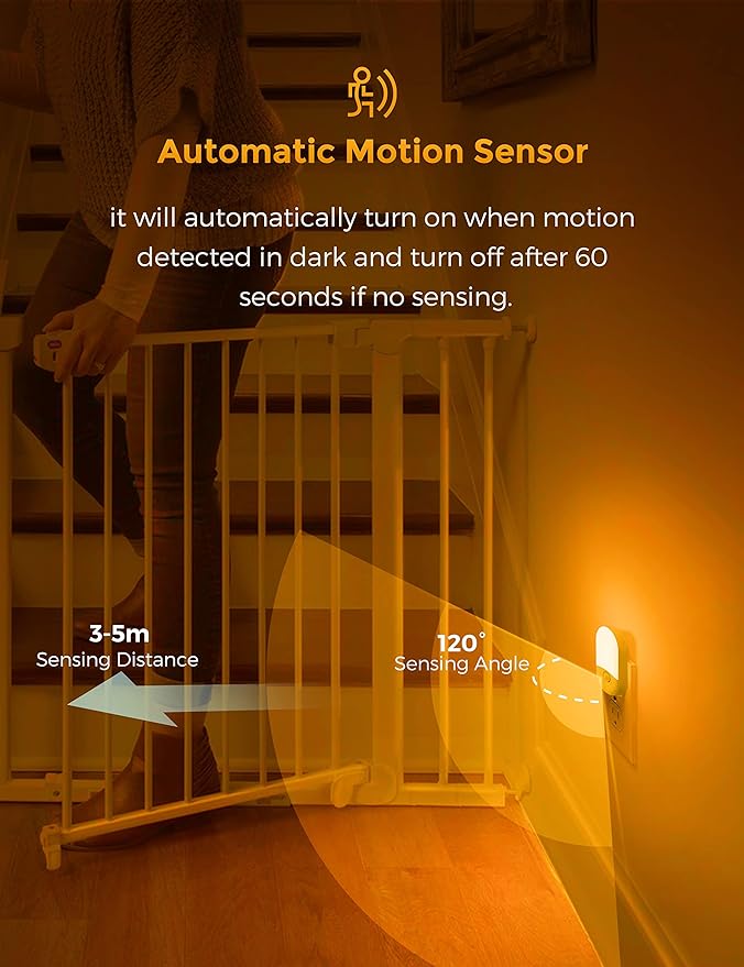 L LOHAS LED Amber Night Light, 2 Pack, Night Lights Plug into Wall Motion Sensor - Image 6
