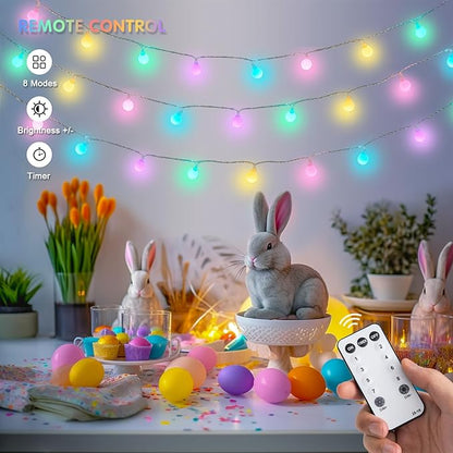 JMEXSUSS 100 LED Connectable Easter Lights String Indoor, 33 ft Globe String - Image 6