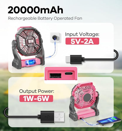 DOWILLDO 30000mAh Portable Battery Powered Camping Fan - - Image 2