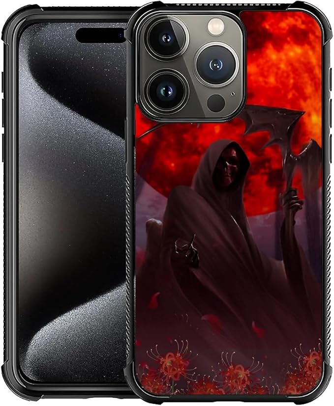 for iPhone 16 Pro Case, Death by The Red Moon Pattern Graphic Design Girl Boy by FKBRCL4U