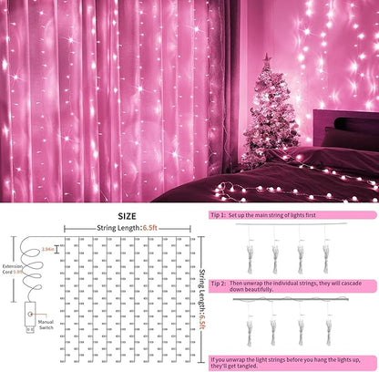suddus Curtain Lights for Bedroom, 200 Led 6.5ft x 6.5ft Hanging String Lights - Image 5