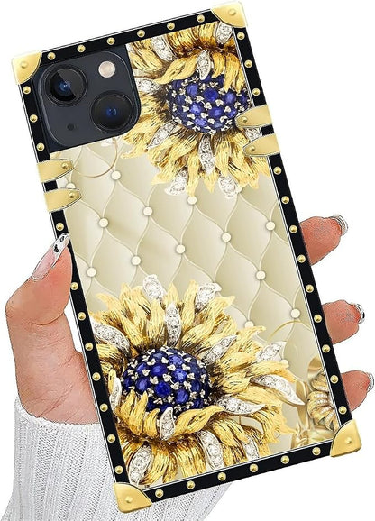 Compatible with iPhone 14 Case, Sunflower Diamonds Leather Luxury Golden - Image 5