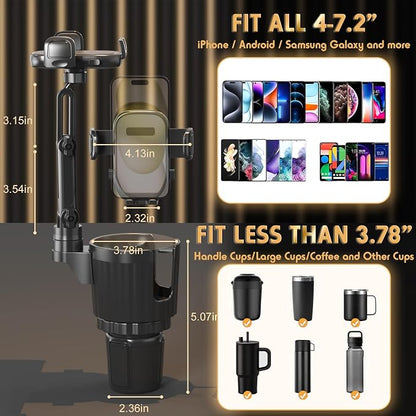 Phone Holders for Your Car, 2 in 1 Universal Cup Holder Expander Adjustable Base - Image 4