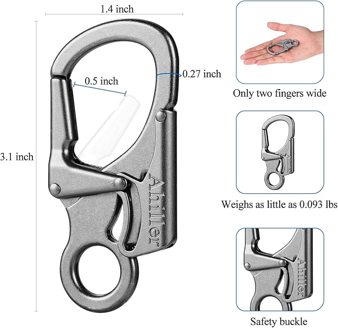 Ahiller Carabiner Clip, Double Anti-Misopening Locking Design, Key Ring Clip - Image 4