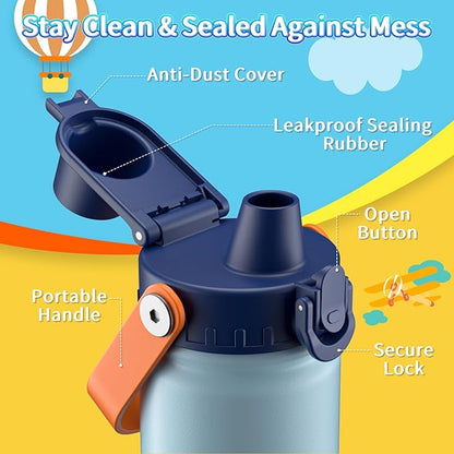baab 18oz Kids Water Bottle, Insulated Kids Water Bottle - Image 3