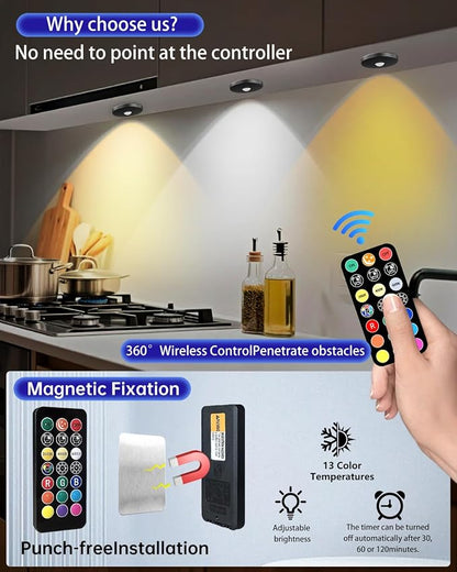 Puck Lights with Remote Control, 2000mAh Rechargeable Cabinet Light, Under - Image 5