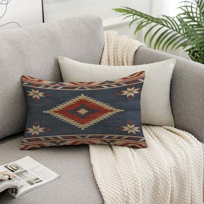 TKS MITLAN Southwest Diamond Blue Red Pillow Covers 12 x 20 Inch Indian Style - Image 7