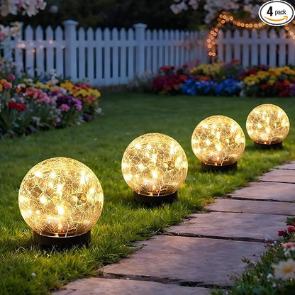 SyouHome Solar Garden Lights Outdoor Waterproof, 4 Pack 30 LEDs Cracked Glass by SyouHome