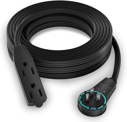 Maximm Cable 20 Ft 360° Rotating Flat Plug Extension Cord, 16/3 AWG Multi 3 by MaximmCable