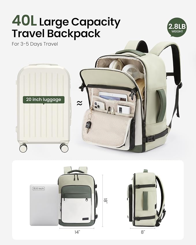 LOVEVOOK Travel Backpack for Women & Men, 40L Large Airline Approved Carry on - Image 3