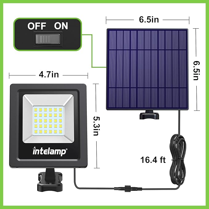 intelamp Solar Lights Outdoor, 4400mAh Solar Powered Flood Lights, Security - Image 3