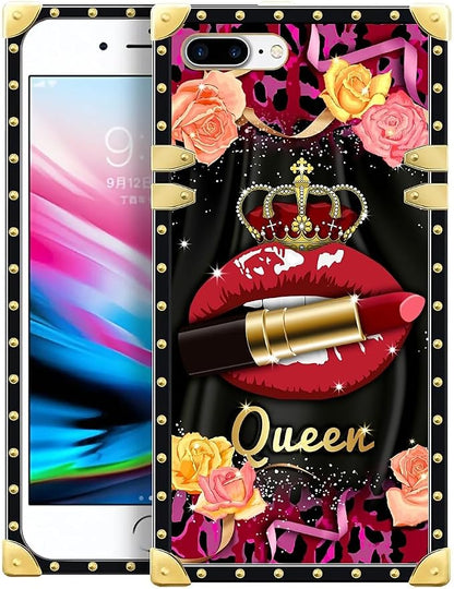 Compatible with iPhone 8 Plus 7 Plus Case, Queen Lip Crown Leopard Print Luxury by Unknown