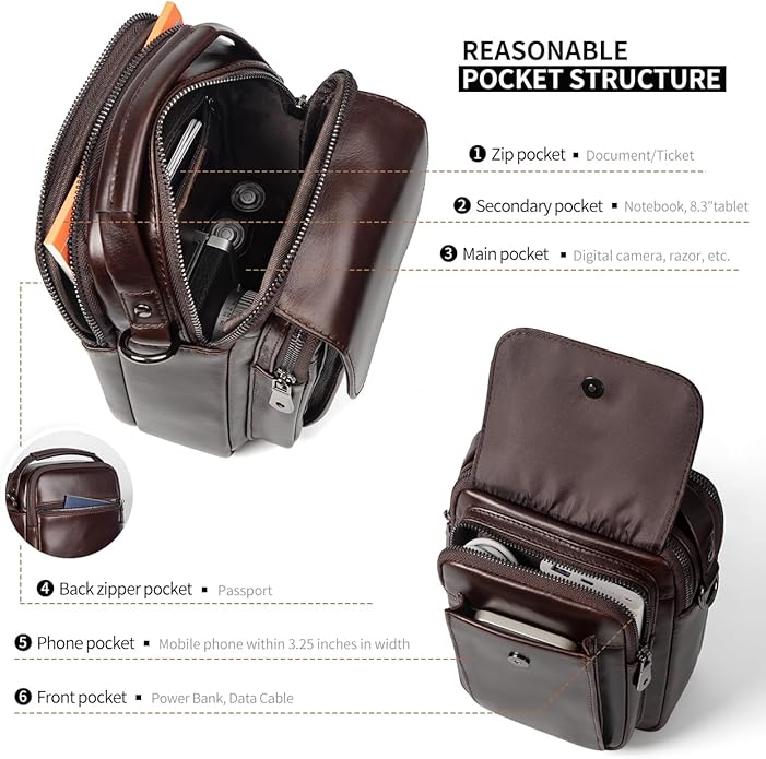 Augus Leather Small Messenger Bag - Image 7