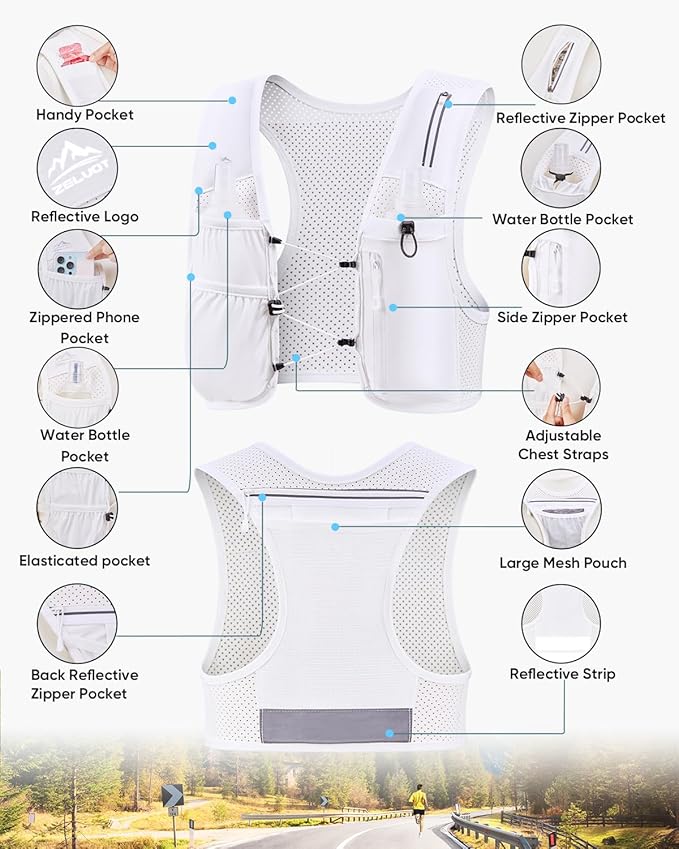 Zelvot Running Vest for Women Men, USA Original Patent, Adjustable Chest Straps - Image 5