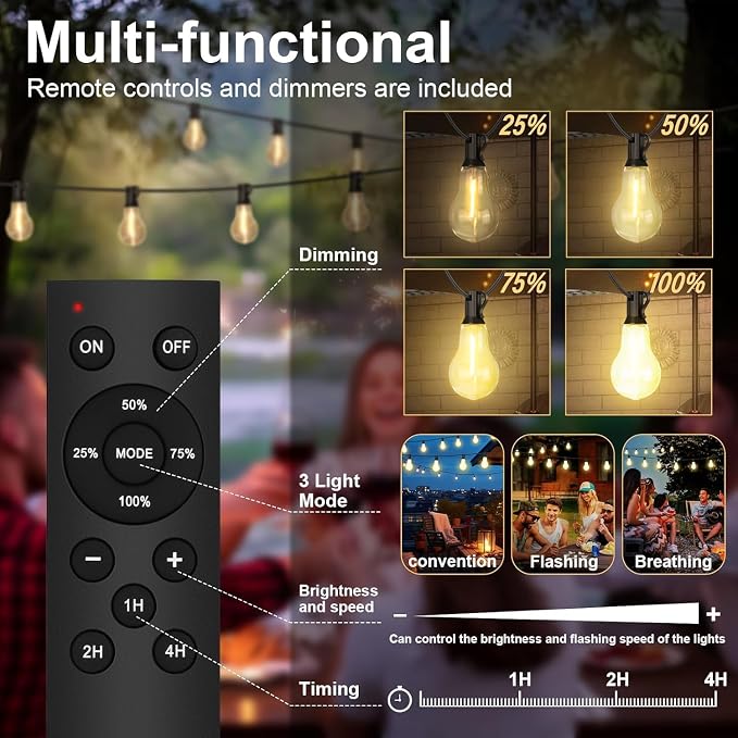 50FT Outdoor String Lights Waterproof - Image 3