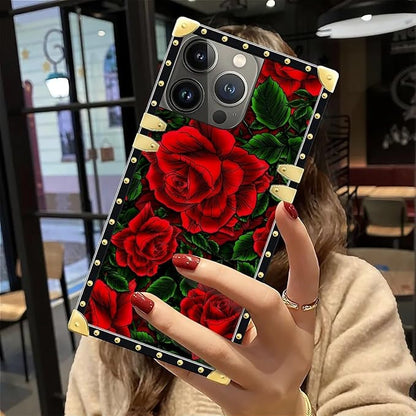 Compatible with iPhone 12 Pro Max Case, Vector Red Rose Green Leaf Luxury - Image 6