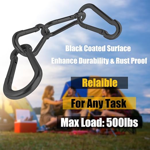 EPHECH 30PCS 3" Black Heavy Duty Spring Snap Hook, M8 5/16" Galvanized Steel - Image 4