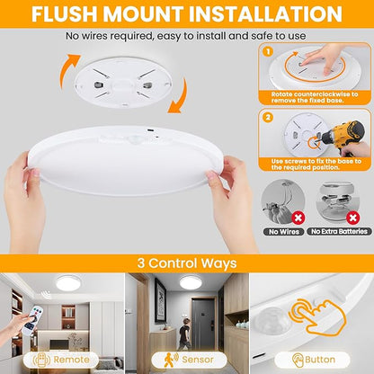 SunRider 12 Inch Rechargeable Motion Sensor LED Ceiling Light - Image 5