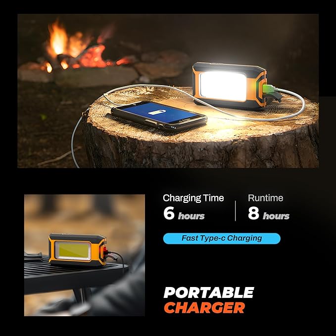 innofox 2-Pack LED Rechargeable Magnetic Work Light 1500 Lumens, Hanging Hook - Image 3